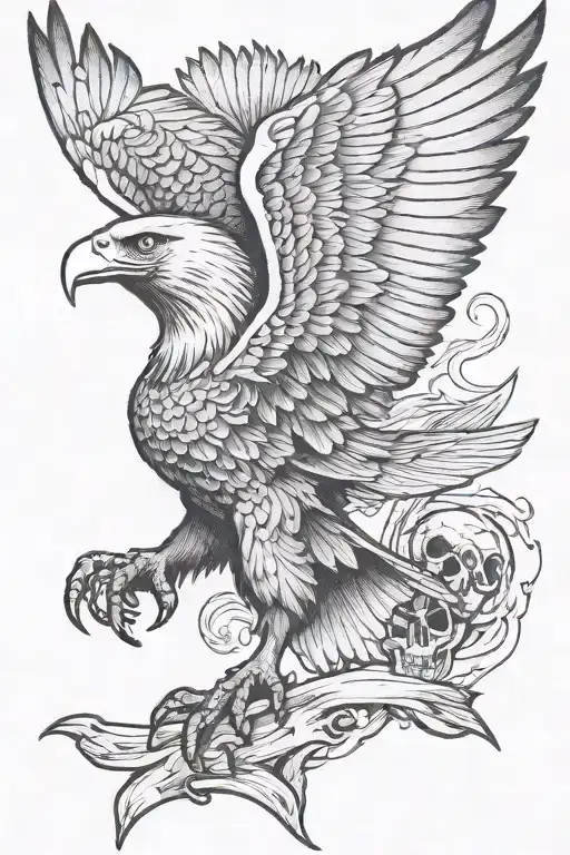 Eagle Flying Eith Skull