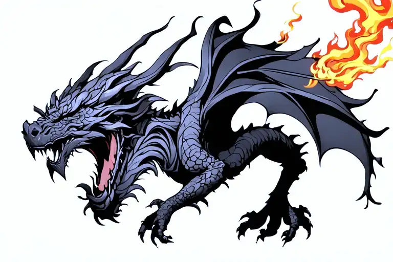 Asain Demon Dragon Breathing Fire