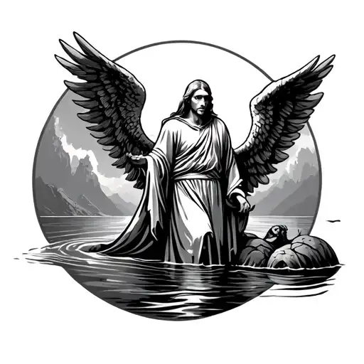 Charon With Angel Wings Crossing The River