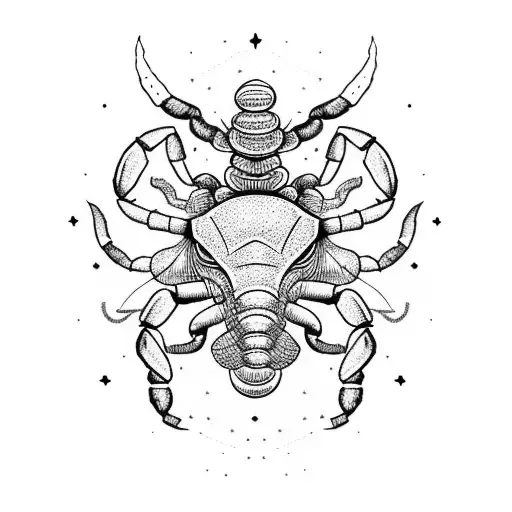 Scorpion Sitting On A Taurus Bull Surrounded By Aquarius Night Sky