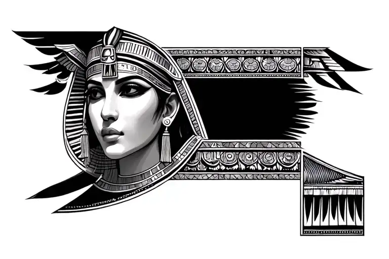 Egyptian Style Chest Tattoo Inspired By Cleopatra For A Female