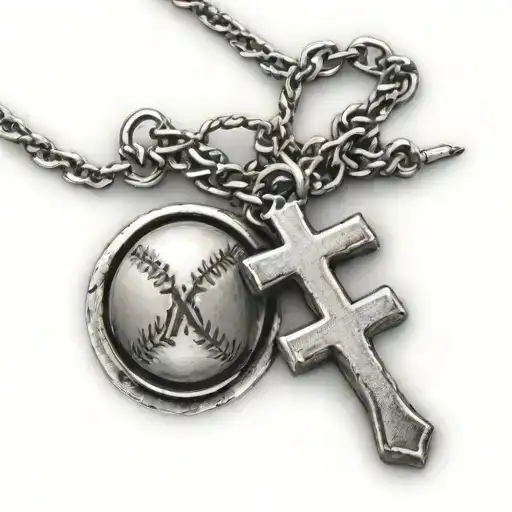 Baseball And Cross Necklace