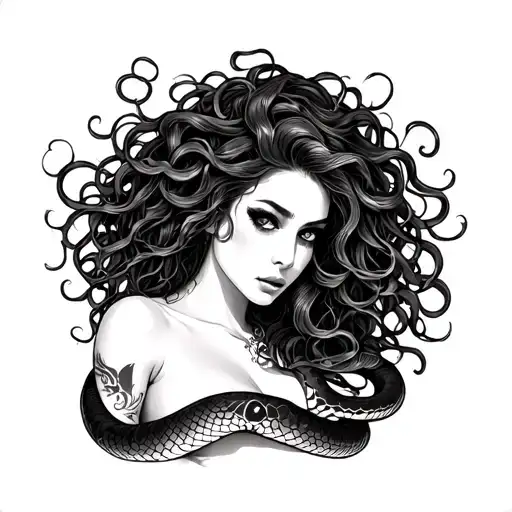Medusa Inspired Curvy Tatted Alt Girl Snake Hair Sexy Full Figured