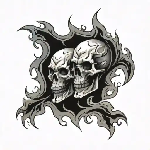 Evil Skulls Surrounded By Fire