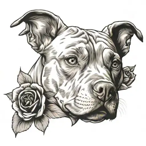 Tan Pitbull Add Flowers Wrapped Round