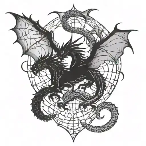 Minimalist 3 Dragons Flying In My Muscle And Spider Web