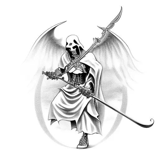 Grim Reaper Fighting St Michael