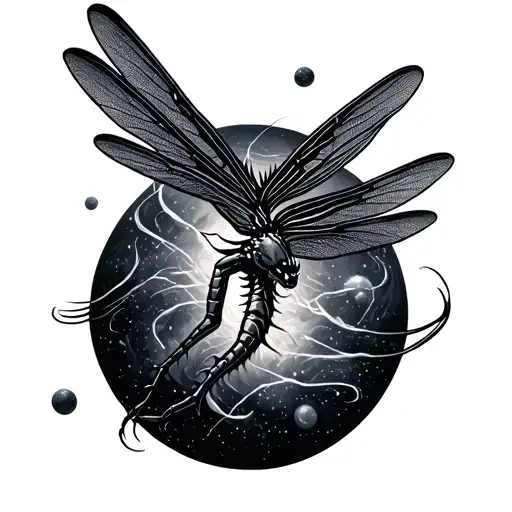 Dragon Fly With Universe Around It