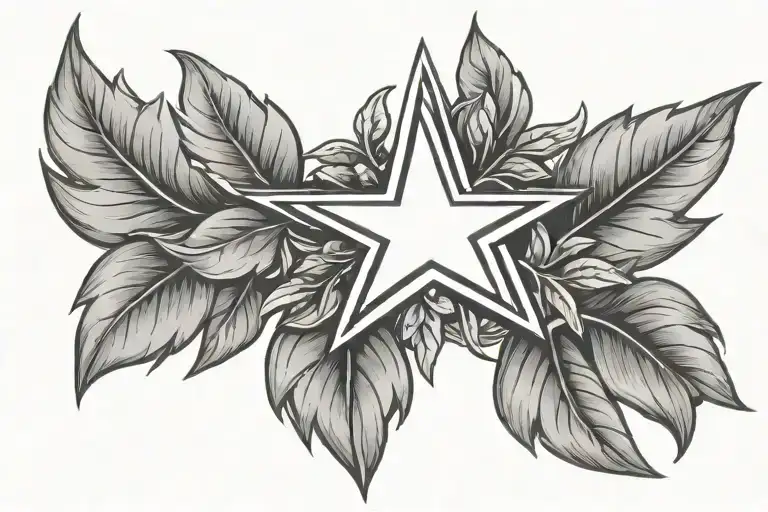 Star With Branch Of Laurel Leaves