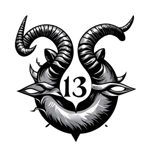 Capricorn Sign With Number 13