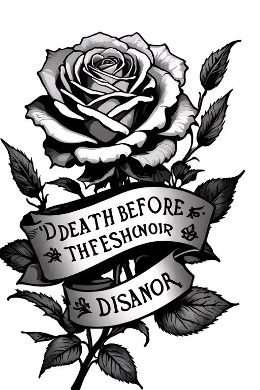 Rose At The Top With Death Before Dishonor Words