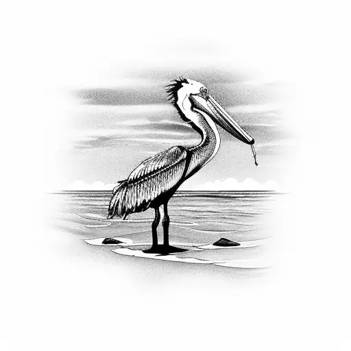 Beach Scene With A Pelican On A Pilon