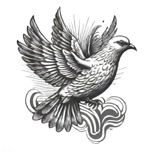 Dove With Sound Waves Coming From Beak