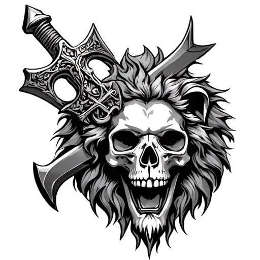 Lion Cross Skull Dagger