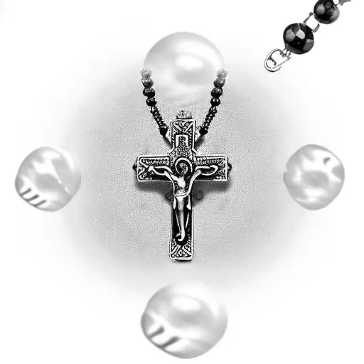 Mexican Style Rosary Beads Necklace With Names Of Family In Cursive