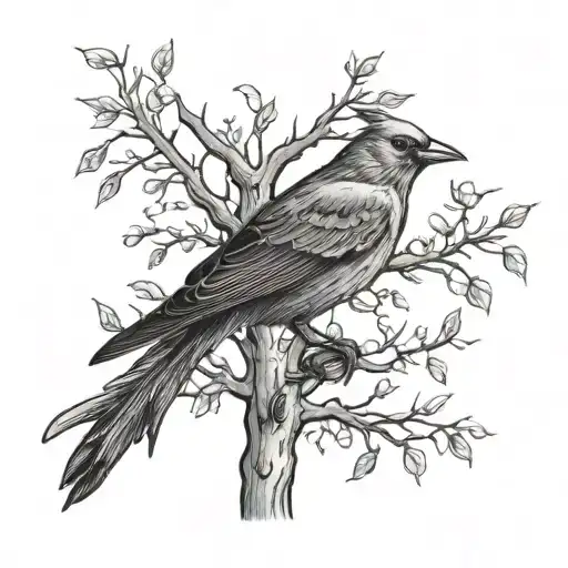 Red Cardnial In Tree With Catfish