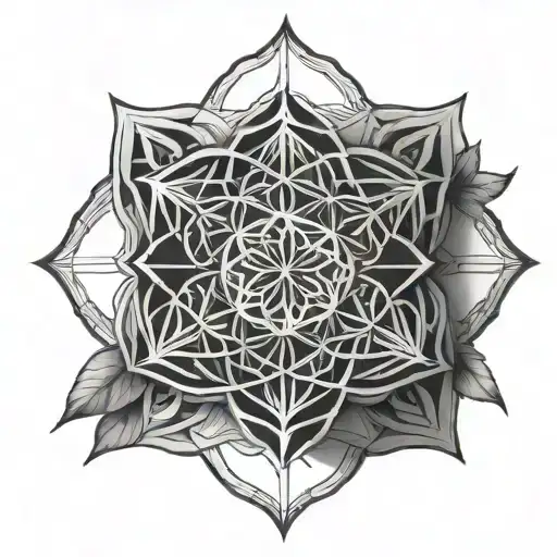 Seed Of Life With Geometric Patterns Very Fine Line