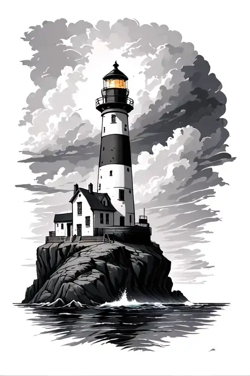 The Lighthouse On The Rock With Water Darken Everything