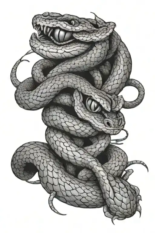 Snake Coiling Over Two Eyes