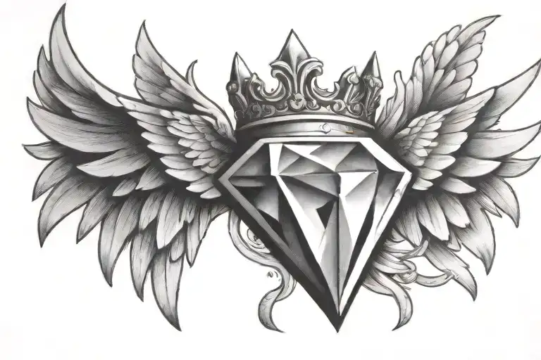 Diamond Crown And Wings Spread Wide