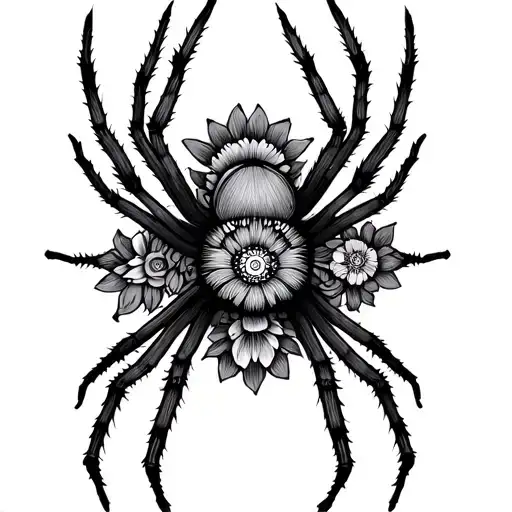 Mandala Spider With Floral Elements