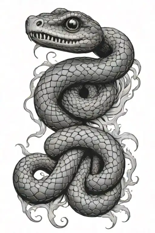Snake Coiling Eyes Surrounded