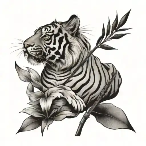 Tiger In Bamboo Shoots