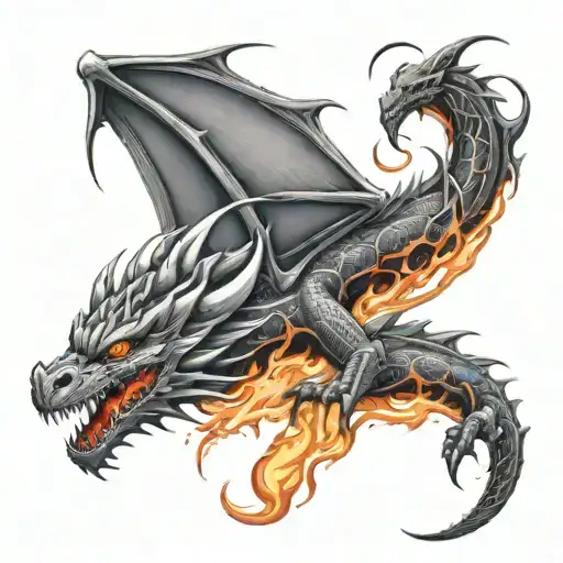 Dragon And Flames Left Arm Sleeve