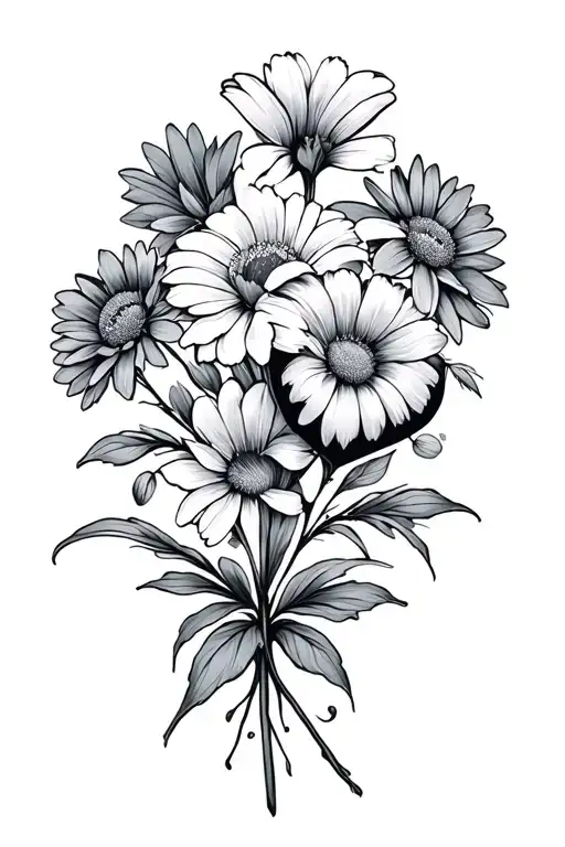 September And May Birth Flower Bouquet With Heart On Stem