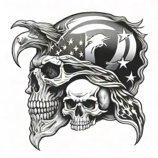 Crow Turbo American Flag Skull