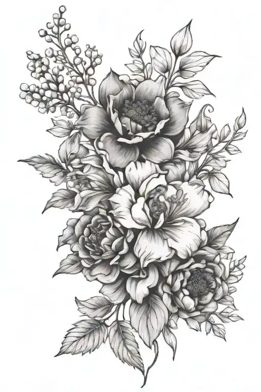 Bouquet Of Flowers Of The Birth Month Flowers