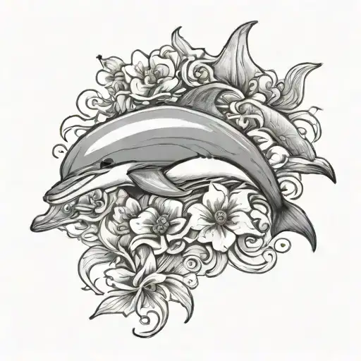 Dolphin And Flowers