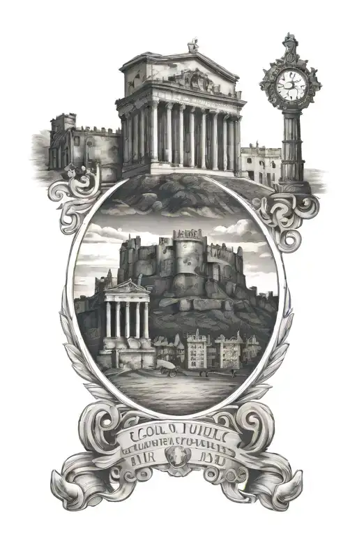 Roman Colesium And Edinburgh Castle