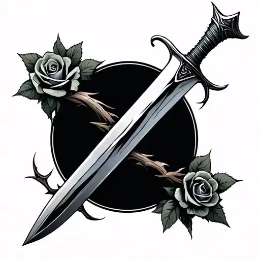 Dagger With The Handle Being Rose Thorns Wrapped