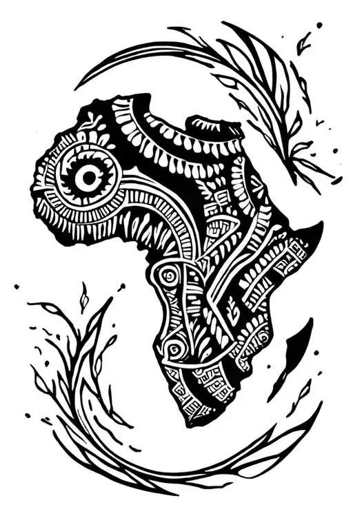 African Continent Map Tribal Patterns