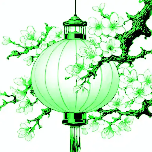 Chinese Lantern With Cherry Blossoms
