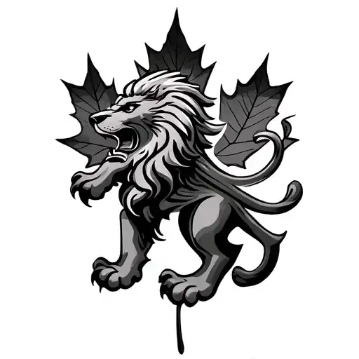 Maple Leaf And Aston Villa Rampant Lion
