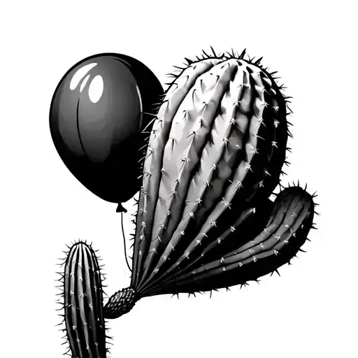 Cactus Holding A Balloon Floating