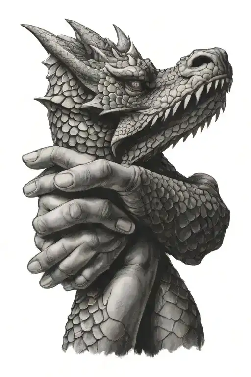 Hands Covered In Dragon Scales Forming