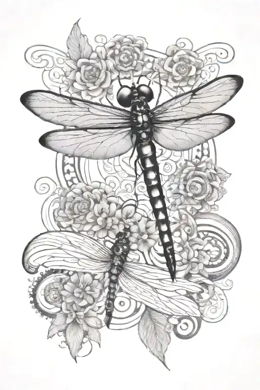 Dragonfly Surrounded By A Mandala Design