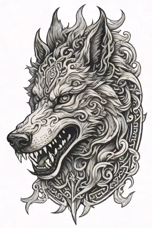 Fenrir With Sun In Mouth Open