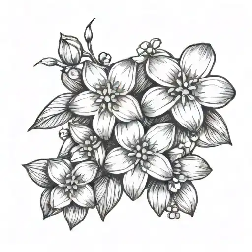 Forget Me Nots Flowers Minimal Line Art