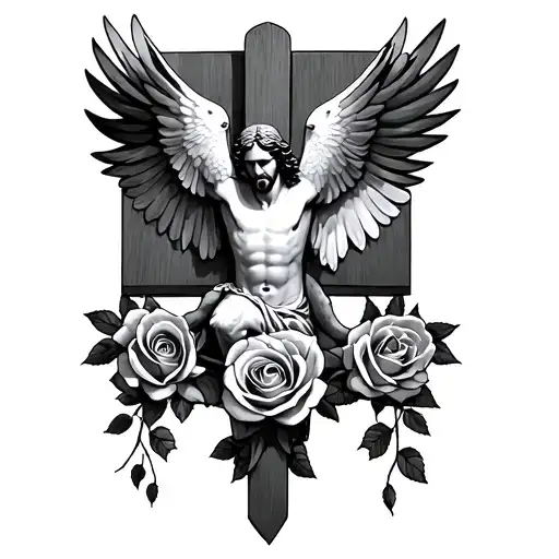 Rose Dove Christ Crucified And Heads