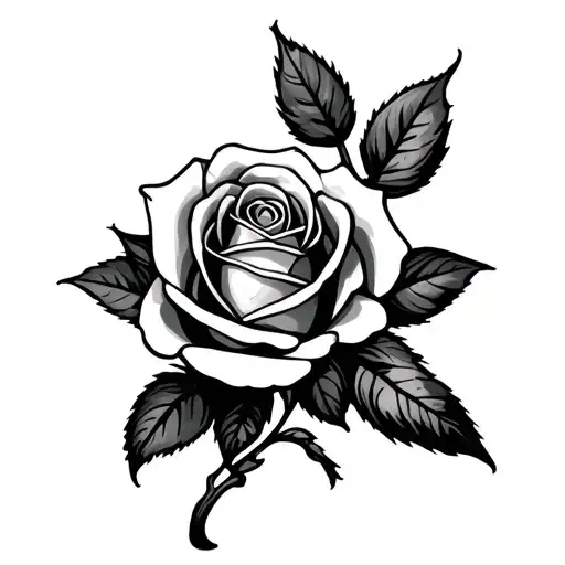 Rose And Stem Curving Around Spelling