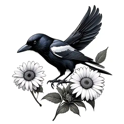 Crow And Gerber Daisy