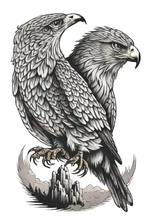 Falcon And Wolf Blended Together