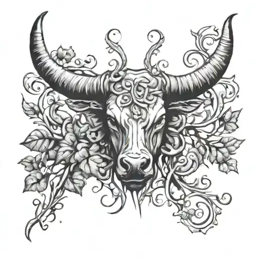 Bull Horns With Vines Growing Off