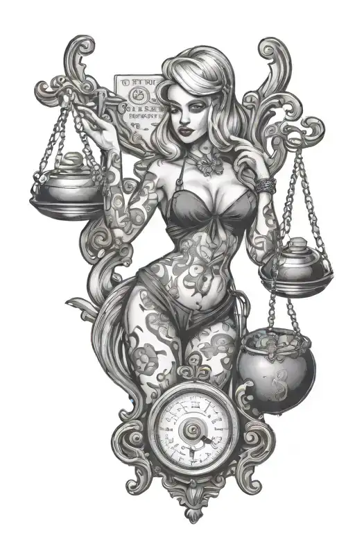 Money Bag Bitch Prostitute Holding The Scales Made