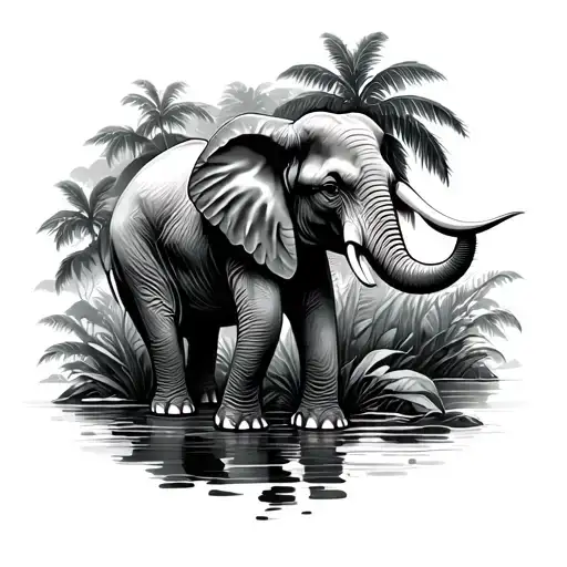 Elephant In A Jungle