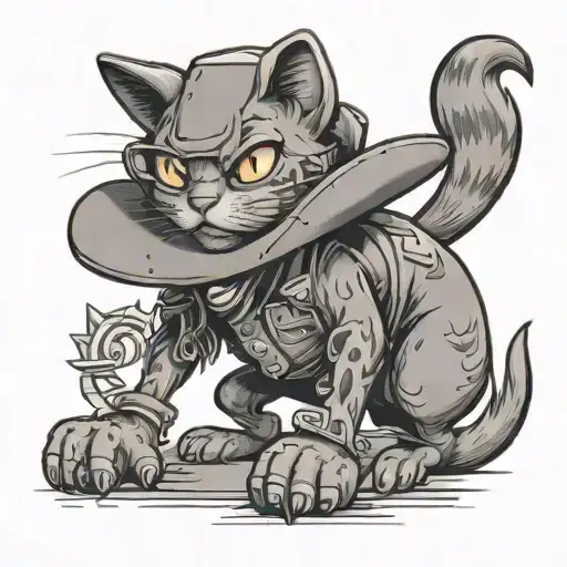 Cartoon Cowboy Cat Full Body
